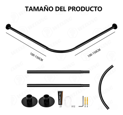 Barra De Cortina De Ducha Extensible En Forma De L 100-150cm