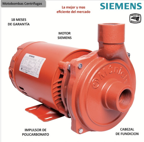 Bomba Siemens 1/2hp Centrifuga 120v Altura Maxima 20 Mts