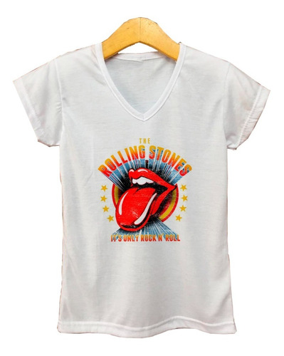 Remera Mujer Escote V - Rolling Stones Its Only Rock