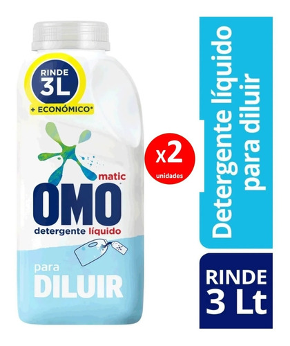 Pack 2 Omo Para Diluir Detergente Líquido 500ml Rinde 3lt