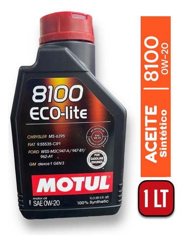 Aceite Sintetico 0w20 Motul 8100 Eco-lite Cod: 6520834