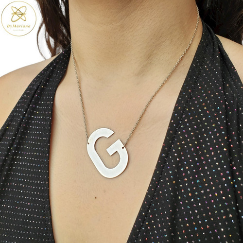 Imagen 1 de 9 de Cadena Plata Rollon Con Letra G Grande 30 X 40mm