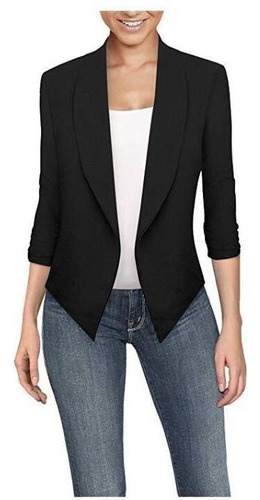 Cómodo Blazer Suéter Saco Casual Manga 3,4 Mujer [u]