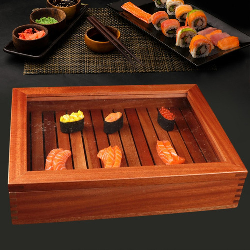 Plato De Sushi De Madera Cocina Japonesa Para 50x40x9.5cm
