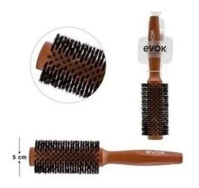 Cepillo Circular De Madera Para Cabello Evok