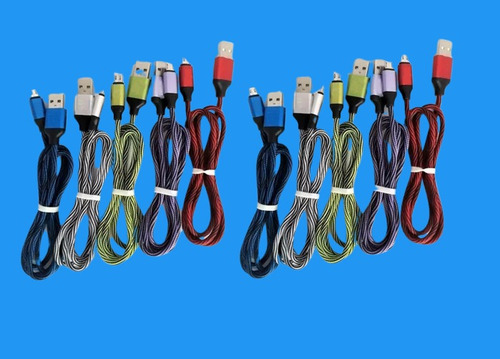 10 Pack Cable Usb A Micro-usb Puntas De Metal Forro Tela V8