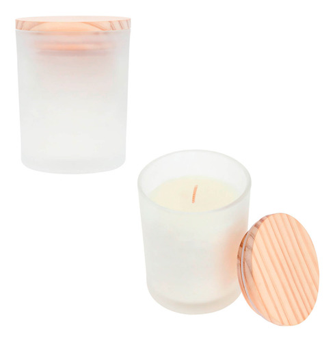 Vela Con Aroma A Lavanda Embace De Vidrio Y Tapa De Madera