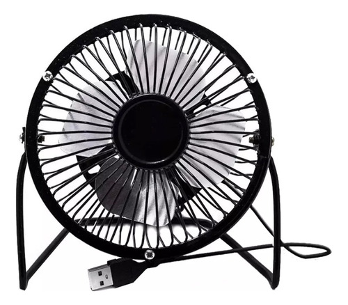 Ventilador De Mesa Mini Fan Negro Con 4 Aspas De Metal