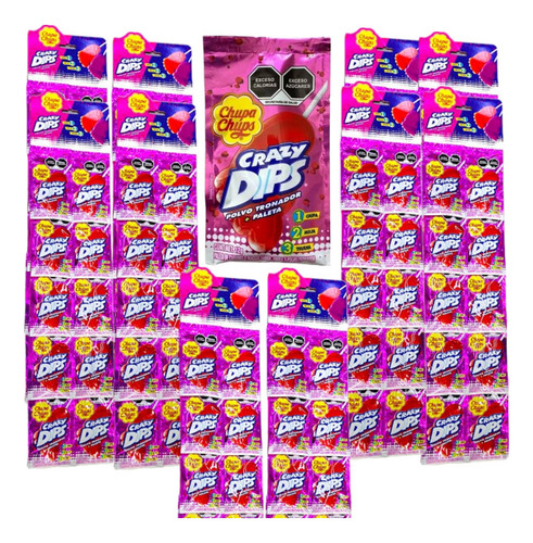 Paleta Pie Fresa Polvo Tronador 10pz Crazy Dips Chupa Chups