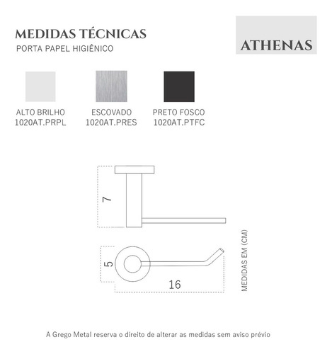 Porta Papel Higiênico Rolo De Banheiro Athenas Prata 1020AT