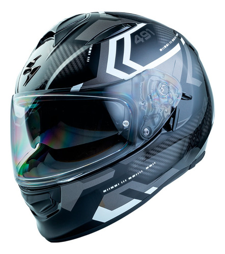 Casco Integral Scorpion Exo-491 Negro Blanco