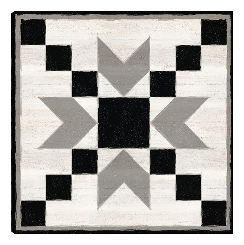 Cuadro Decorativo -bloque De Edredón En Blanco Y Negro Xi