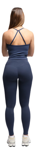 Top Deportivo Mujer Espalda Cruzada Crop Azul