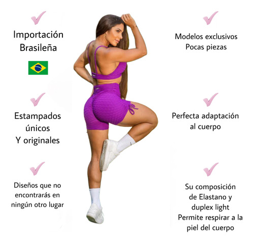 Set Leggins Deportivo Mujer Brasil 2pzs Scrunch Alta F