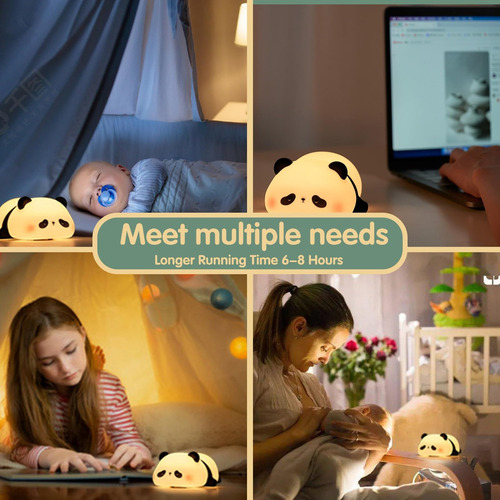 - Luz Nocturna Panda Kids, Luz Táctil De Silicona For Bebés