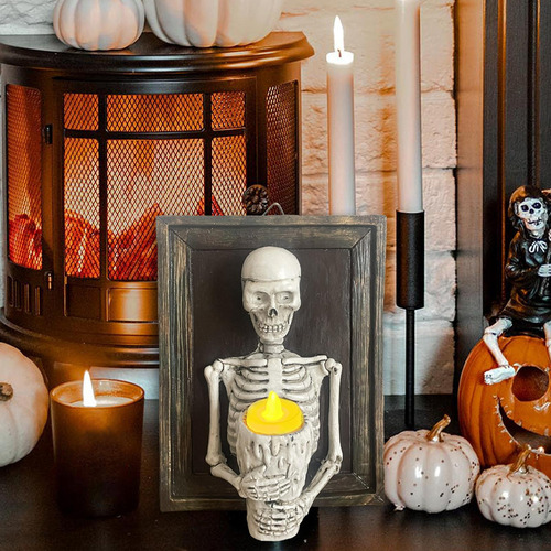 Vela Led Con Calavera De Halloween Candelabros De Halloween