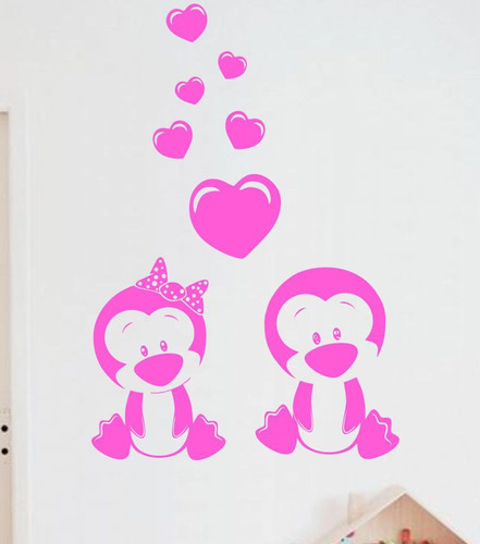 Vinilos Decorativos Pinguinos Animales Bebes Corazones  Bebe