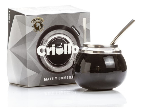 Imagen 3 de 4 de Mate Criollo De Ceramica Bombilla De Acero En Caja De Regalo