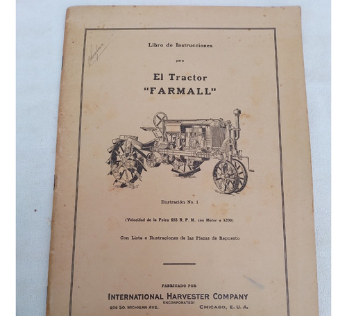 Antiguo Manual Instrucciones Tractores Farmall International