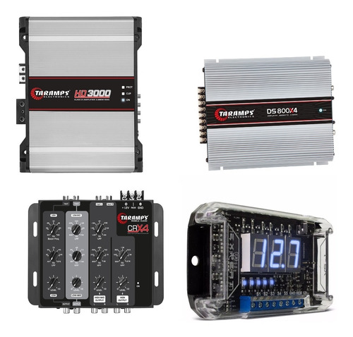 Kit Amplificador Hd3000 2 Ohm + Ds800 X4 + Crx4 + Vs1