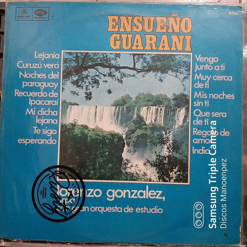 Vinilo Lorenzo Gonzalez Arpa Con Gran Orq Ensueño Guarani F4