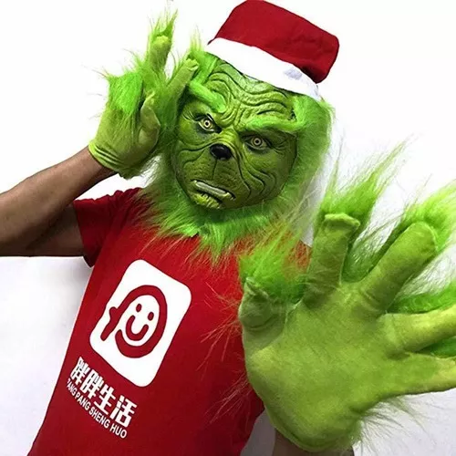 Disfraz De Navidad Máscara Grinch Verde+guantes Disfraz De C
