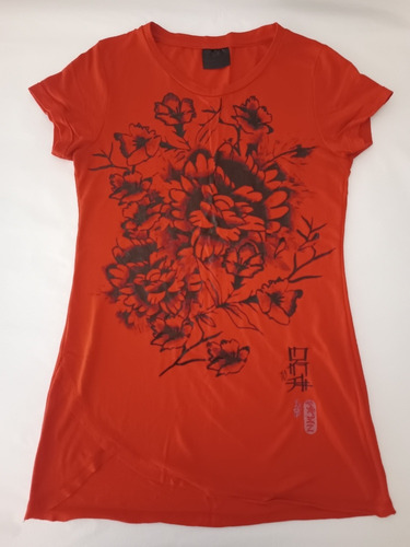 Ona Saez - Remera Manga Corta Roja Con Estampa 