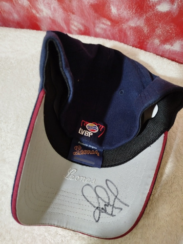 Gorra De Béisbol Leones Del Caracas Firmada Por Omar Vizquel