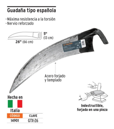Guadaña Tipo Española, 26' Truper 14901
