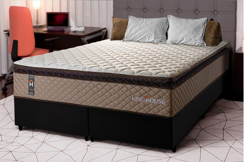 Conjunto Cama Box Espuma Atlanta Bege King 193x203x62