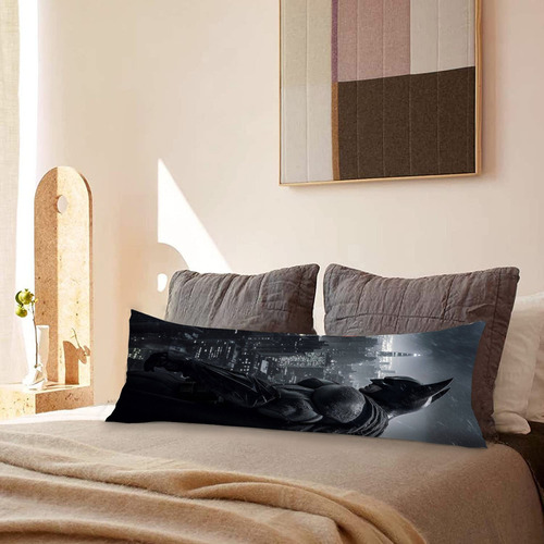 Cojin Almohada Larga Batman Ciudad Lluvia Noche 45x110cm Diseño De La Tela Lisa