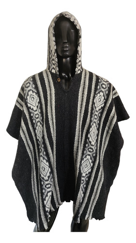 Ruana Poncho Hombre Tejido Artesanal Urbana Ligera Capota