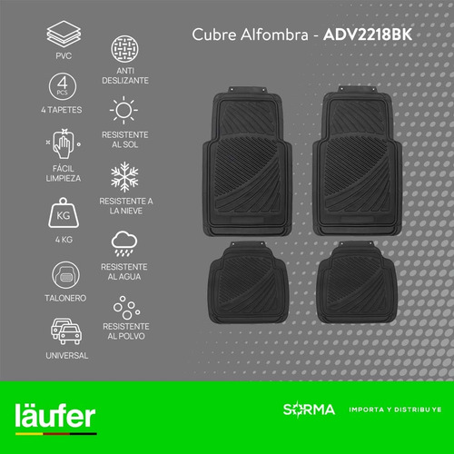 Imagen 2 de 10 de Cubre Alfombra Auto Laüfer Pvc 4piezas Universal