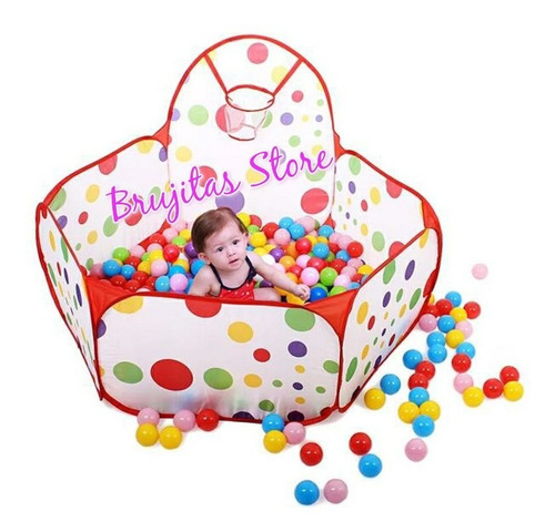 Piscina De Pelotas Con Básquet + 100 Pelotas Estimulación Bb