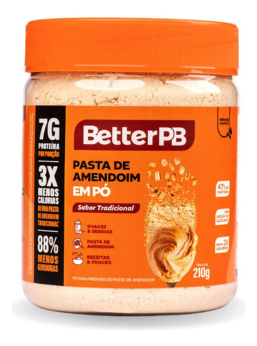 Pasta De Amendoim Em Pó, Better Pb, Tradicional, 210g