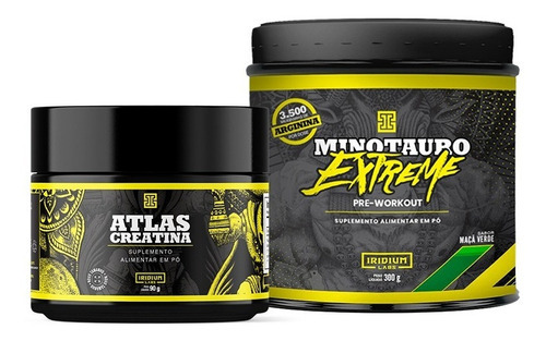 Kit Pré-treino Minotauro Extreme + Creatina Atlas Sabor Sem Sabor