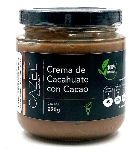 Crema De Cacahuate Con Cacao Oaxaca 100% Natural 220g