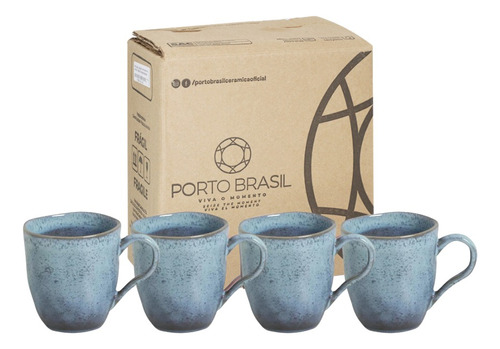 Kit C/4 Caneca 273ml Porto Brasil Professionals Bio Orgânico Cor Breeze