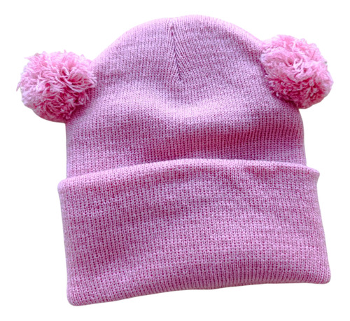 Gorro De Lana Para Bebe Gorrito Invierno Bebe Rosa Oscuro Pompon 2 Unico Lana Cashmilon