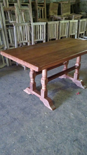 Imagen 2 de 5 de Mesa 2m + 8 Sillas Algarrobo Sin Tapizado