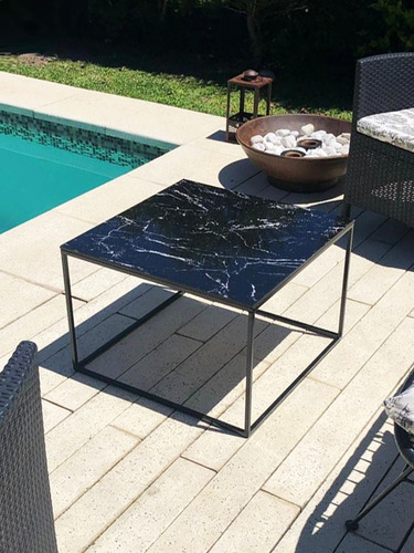 Mesa Ratona Simil Marmol Con Est. Hierro Estilo Minimalista