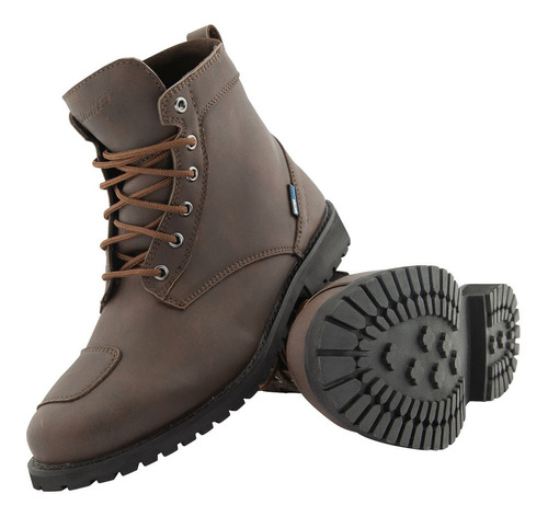 Bota Joe Rocket Iron Age Corta Moto Con Protecciones Café