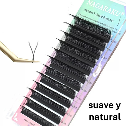 Extensiones de pestañas Nagaraku YY color negro con curvatura de tipo D x unidad