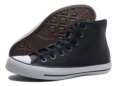 Rebajar Esquiar Derivación Zapatillla Botita Converse All Star Hi Cuero Negro 138416b