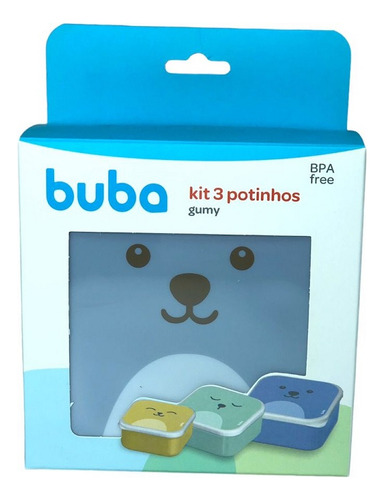 Kit Potinhos Porta Lanche Introdução Papinha Bebe Azul Buba