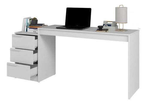 Mesa Escrivaninha 3 Gavetas Branco - Brv