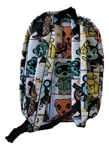 Mochila Animal Crossing Infantil De Viaje Para Niños Escolar Color Blanco Diseño De La Tela Liso
