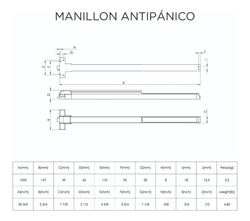 Imagen 6 de 7 de Manillon Cierrapuerta Antipánico Modular Con Barra Cisa