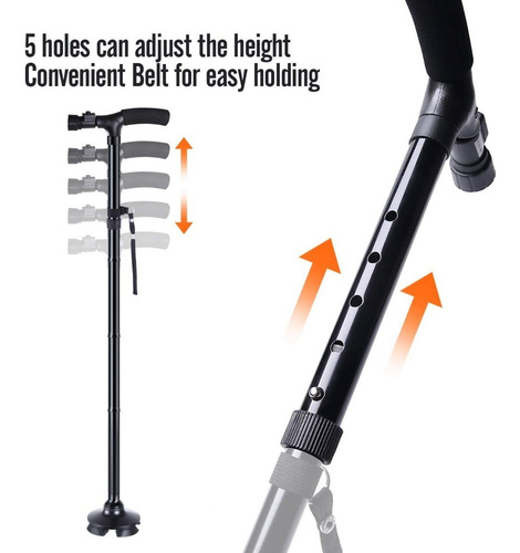 Baston Plegable Para Caminar Con Luz Led Base Articulada