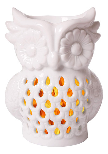 Soporte Para Luz De Te De Ceramica En Forma De Buho Blanc